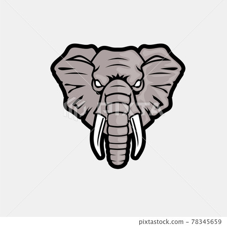 Angry elephant head mascot silhouette Royalty Free Vector