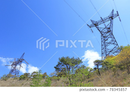 High-voltage power transmission line, eboshi tower High-voltage power transmission line, eboshi tower 78345857