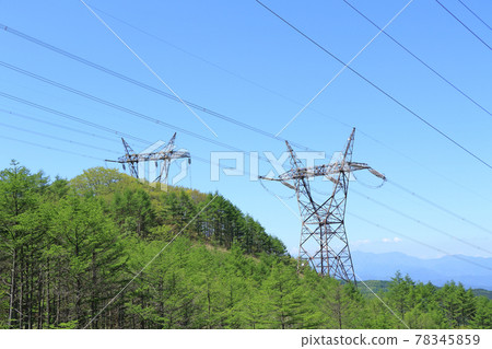 High-voltage power transmission line, eboshi tower 78345859