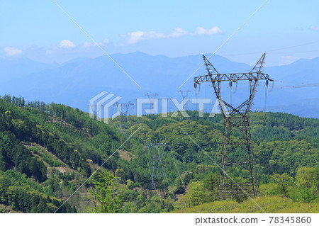 High-voltage power transmission line, eboshi tower High-voltage power transmission line, eboshi tower 78345860