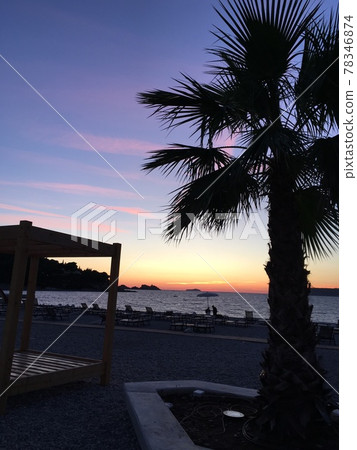 Blue-purple and sunset beach 78346874