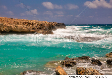 Ayia Napa rocky stotmy seafront, Cyprus. 78346929