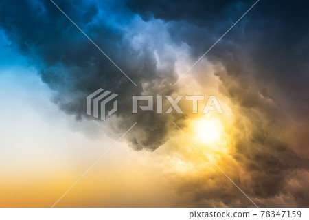 Rain cloud on sunset Rain cloud on sunset 78347159