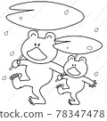作品名稱：撐著哈斯傘快樂行走的青蛙親子（圖畫版） 78347478