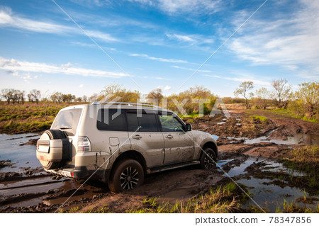 Mitsubishi Pajero/Montero stuck in mud 78347856