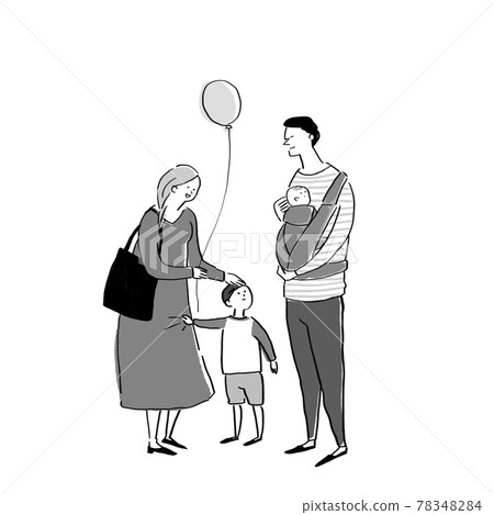 父親抱著嬰兒,母親帶著氣球,孩子(男孩),家人,家人 父親抱著嬰兒,母親帶著氣球,孩子(男孩),家人,家人 78348284