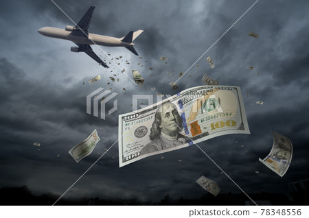 Falling 100 dollar bill 78348556