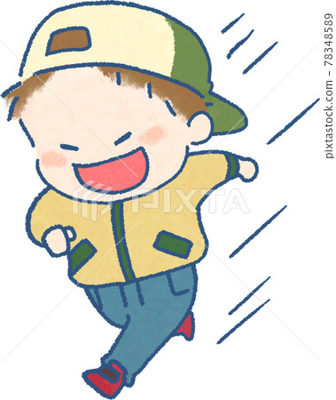 A cute hand-drawn manga-style illustration set for children who run happily A cute hand-drawn manga-style illustration set for children who run happily 78348589