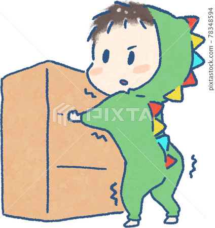 一個可愛的手繪漫畫風格插圖，適合站在五斗櫃上的孩子 78348594