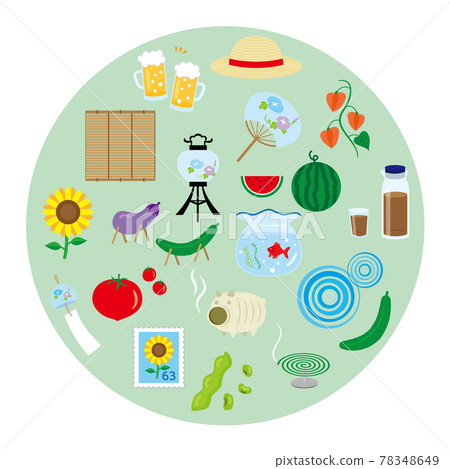 Japanese summer vector illustration set Japanese summer vector illustration set 78348649