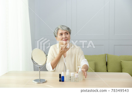 Facial care and makeup for seniors Facial care and makeup for seniors 78349543