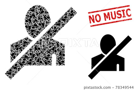 Frorbidden Man Mosaic of Frorbidden Man Items and Scratched No Music Seal 78349544