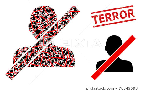 Closed Man Collage of Closed Man Icons and Textured Terror Seal Closed Man Collage of Closed Man Icons and Textured Terror Seal 78349598