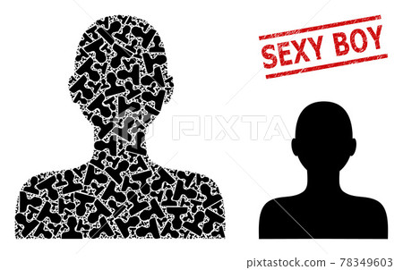 Boy Composition of Boy Icons and Distress Sexy Boy Seal 78349603
