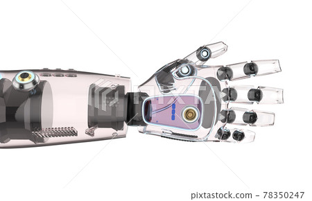 Glassy robot hand isolated Glassy robot hand isolated 78350247