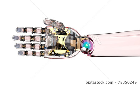 Glassy robot hand isolated Glassy robot hand isolated 78350249