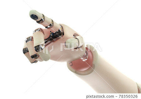 robot hand finger point with human skin 78350326