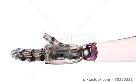 Glassy robot hand isolated Glassy robot hand isolated 78350328