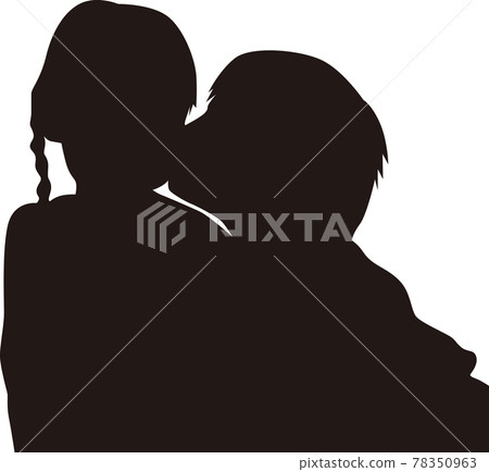 Kiss silhouette on children's cheeks Kiss silhouette on children's cheeks 78350963