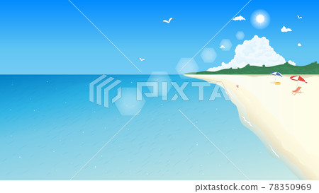 Summer beach and blue sea landscape illustration background material 78350969