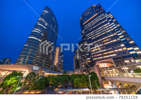 Tokyo cityscape of Japan with a view of office buildings in front of Shinagawa station (night view) 78351159