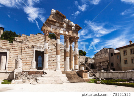 Capitolium of Brixia at UNESCO Monumental area Roman forum in Brescia Lombardy Northern Italy 78351535