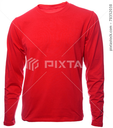 Red longsleeve cotton shirt on invisible mannequin isolated on white Red longsleeve cotton shirt on invisible mannequin isolated on white 78352038