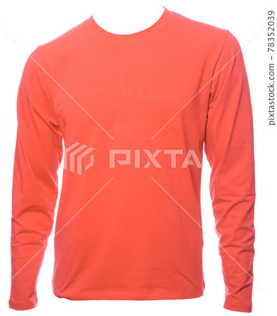 Living coral 2019 trendy color  longsleeve cotton tshirt template isolated 78352039