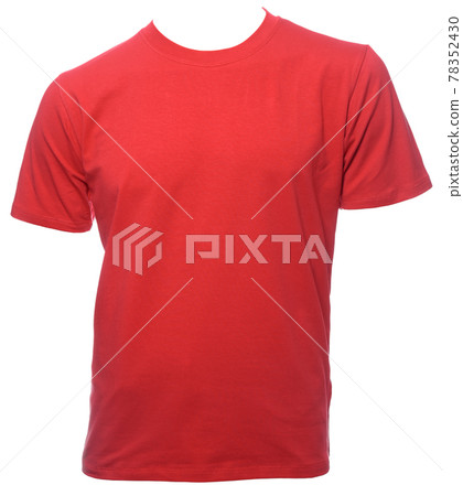Red shortsleeve cotton tshirt template isolated Red shortsleeve cotton tshirt template isolated 78352430