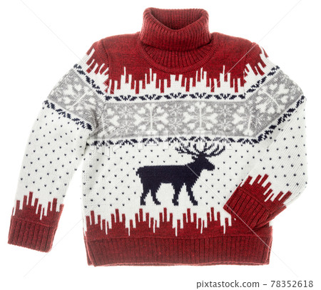 Kids warm Christmas turtleneck sweater isolated on white 78352618