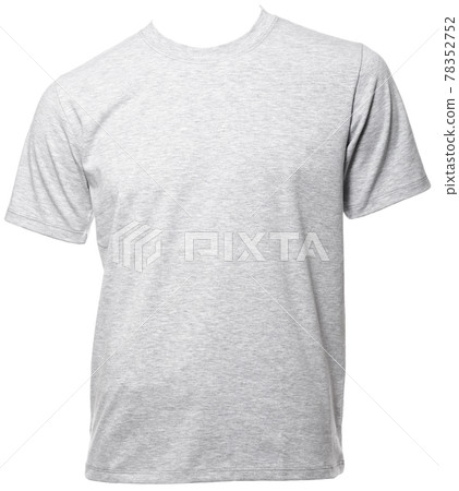 Grey heathered shortsleeve cotton tshirt on a mannequin isolated 78352752