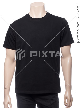 Black shortsleeve cotton tshirt on a mannequin isolated 78352758