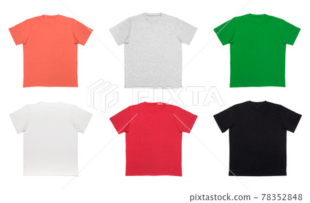Shortsleeve cotton tshirt templates of various colors isolated on white 78352848