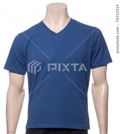 Blue shortsleeve cotton tshirt on a mannequin isolated Blue shortsleeve cotton tshirt on a mannequin isolated 78352914