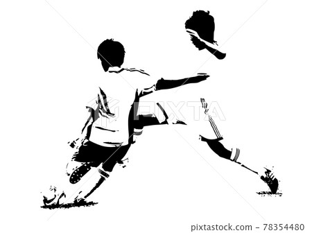 Silhouette at the moment of kicking the ball Silhouette at the moment of kicking the ball 78354480