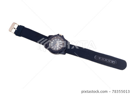 Blue wristwatch, isolated on a white background Blue wristwatch, isolated on a white background 78355013