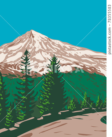 South Face of Mount Rainier Tahoma or Tacoma with Kautz Ice Cliff Located in Mount Rainier National Park Washington State WPA Poster Art 78355583
