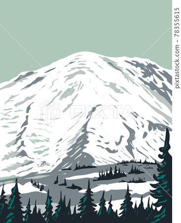 Emmons Glacier on Northeast Flank of Mount Rainier Located in Mount Rainier National Park in Washington State WPA Poster Art Emmons Glacier on Northeast Flank of Mount Rainier Located in Mount Rainier National Park in Washington State WPA Poster Art 78355615