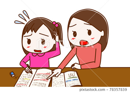 A girl who doesn't understand what she's studying and a mother who teaches hard 78357839