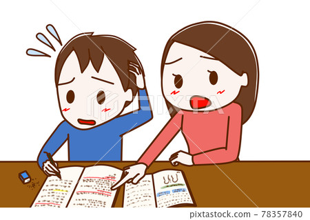 A boy who doesn't understand what he's studying and a mother who teaches hard 78357840