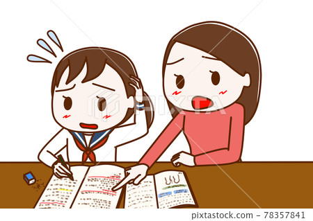 A female student who doesn't understand what she's studying and a mother who gives strict guidance 78357841