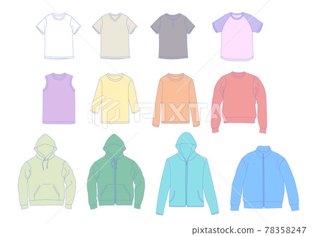 Outerwear, tops, T-shirt fashion illustration material 78358247