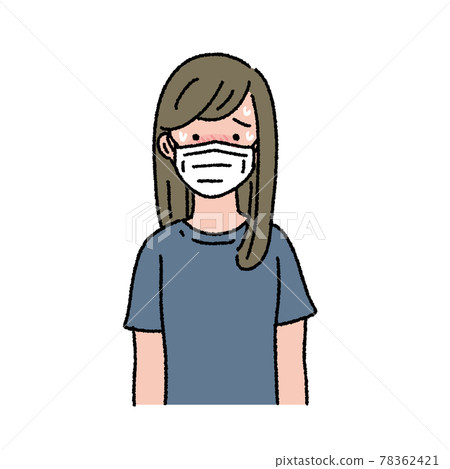 Illustration of a woman whose heat stroke mask is stuffy 78362421