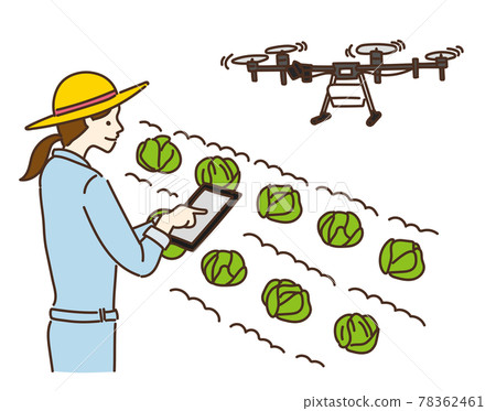 Agriculture girl agriculture farmer drone smart agriculture woman illustration 78362461