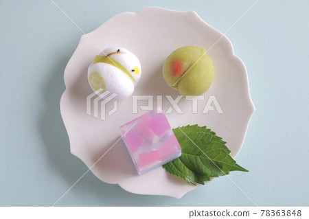 Title June image Japanese sweets Firefly Plum fruit Hydrangea Horizontal direction 78363848