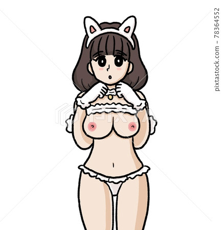 扮演貓穿著調皮內衣的姐姐的插圖 扮演貓穿著調皮內衣的姐姐的插圖 78364552
