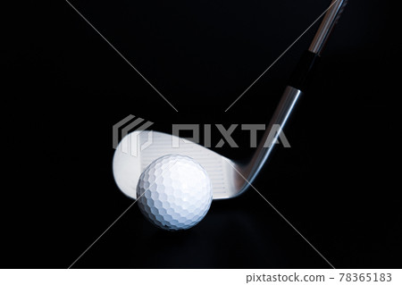 Golf club iron black background image material 78365183