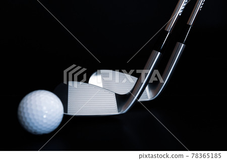 Golf club iron black background image material 78365185