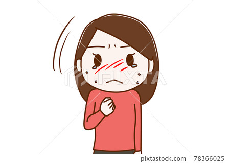 決定某事的女人停止哭泣並抬起臉 78366025