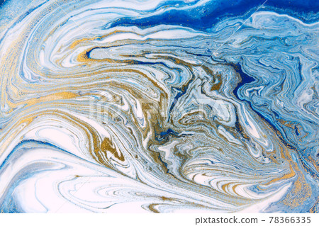 Blue and gold marble imitation artwork background. Liquid navy print pattern. Wave illustration. Blue and gold marble imitation artwork background. Liquid navy print pattern. Wave illustration. 78366335